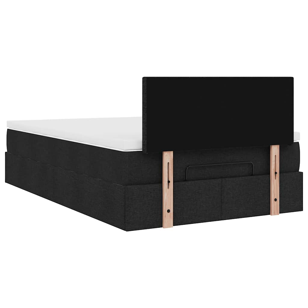 Ottoman-Bett mit Matratze Schwarz 120x200 cm Stoff