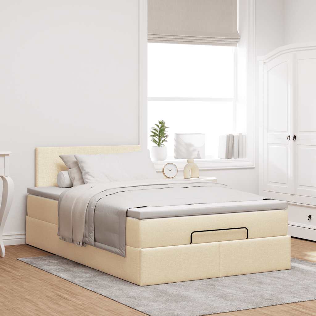 Ottoman-Bett mit Matratze Creme 120x200 cm Stoff