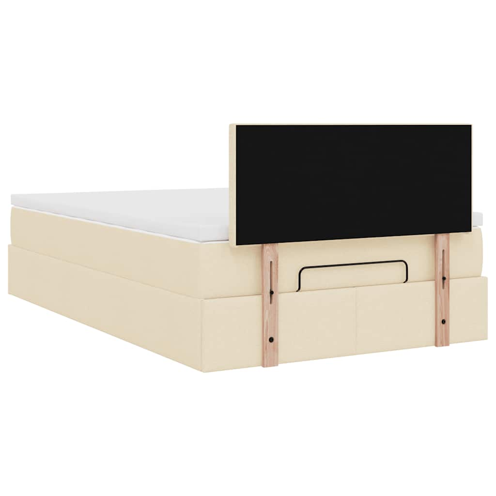 Ottoman-Bett mit Matratze Creme 120x200 cm Stoff