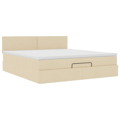 Ottoman-Bett mit Matratze Creme 160x200 cm Stoff