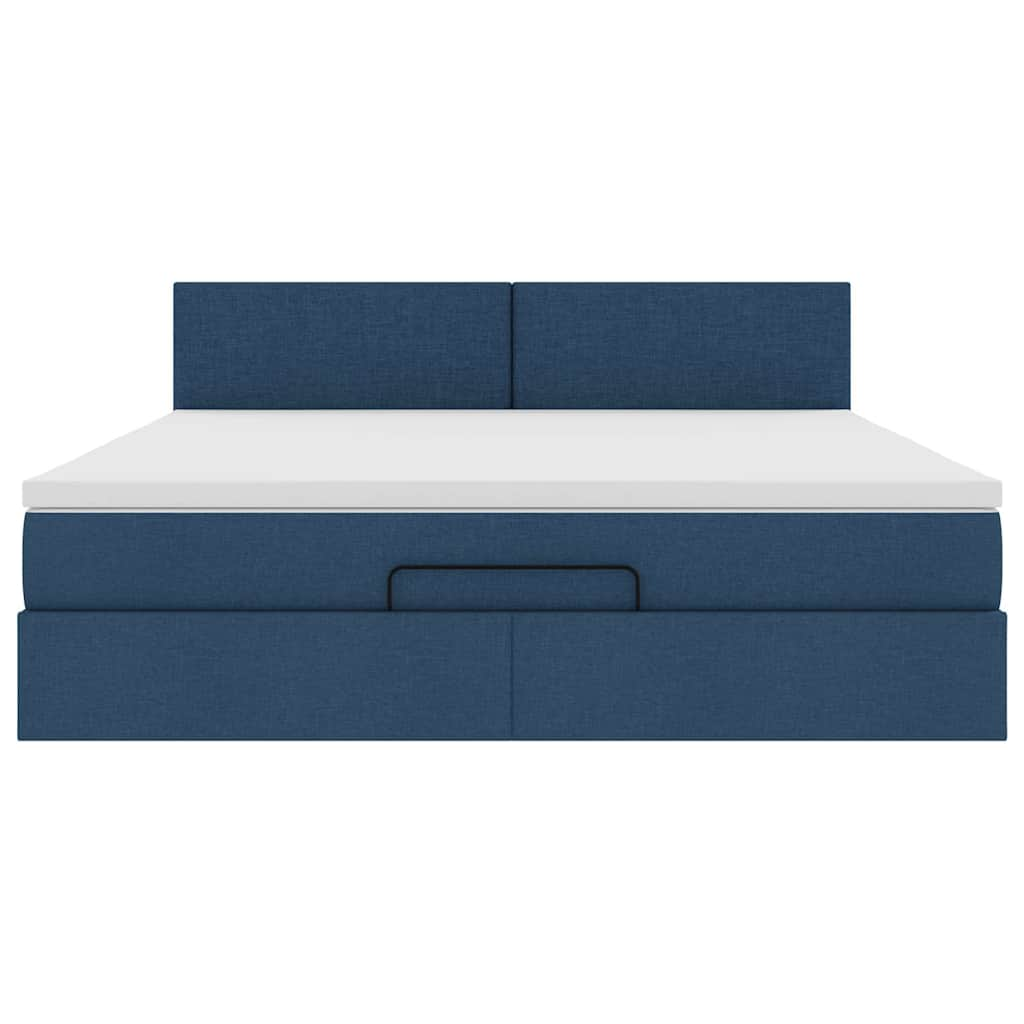 Ottoman-Bett mit Matratze Blau 160x200 cm Stoff