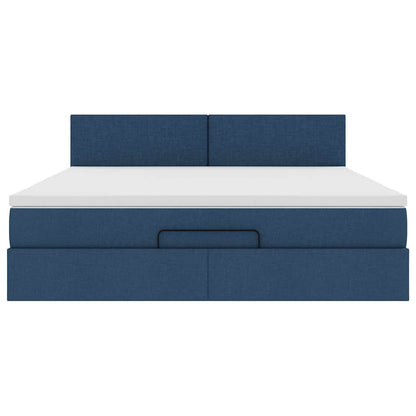 Ottoman-Bett mit Matratze Blau 160x200 cm Stoff