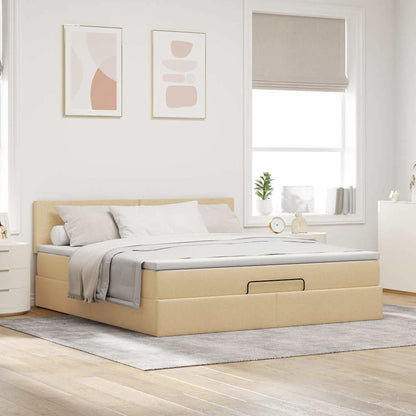 Ottoman-Bett mit Matratze Creme 180x200 cm Stoff