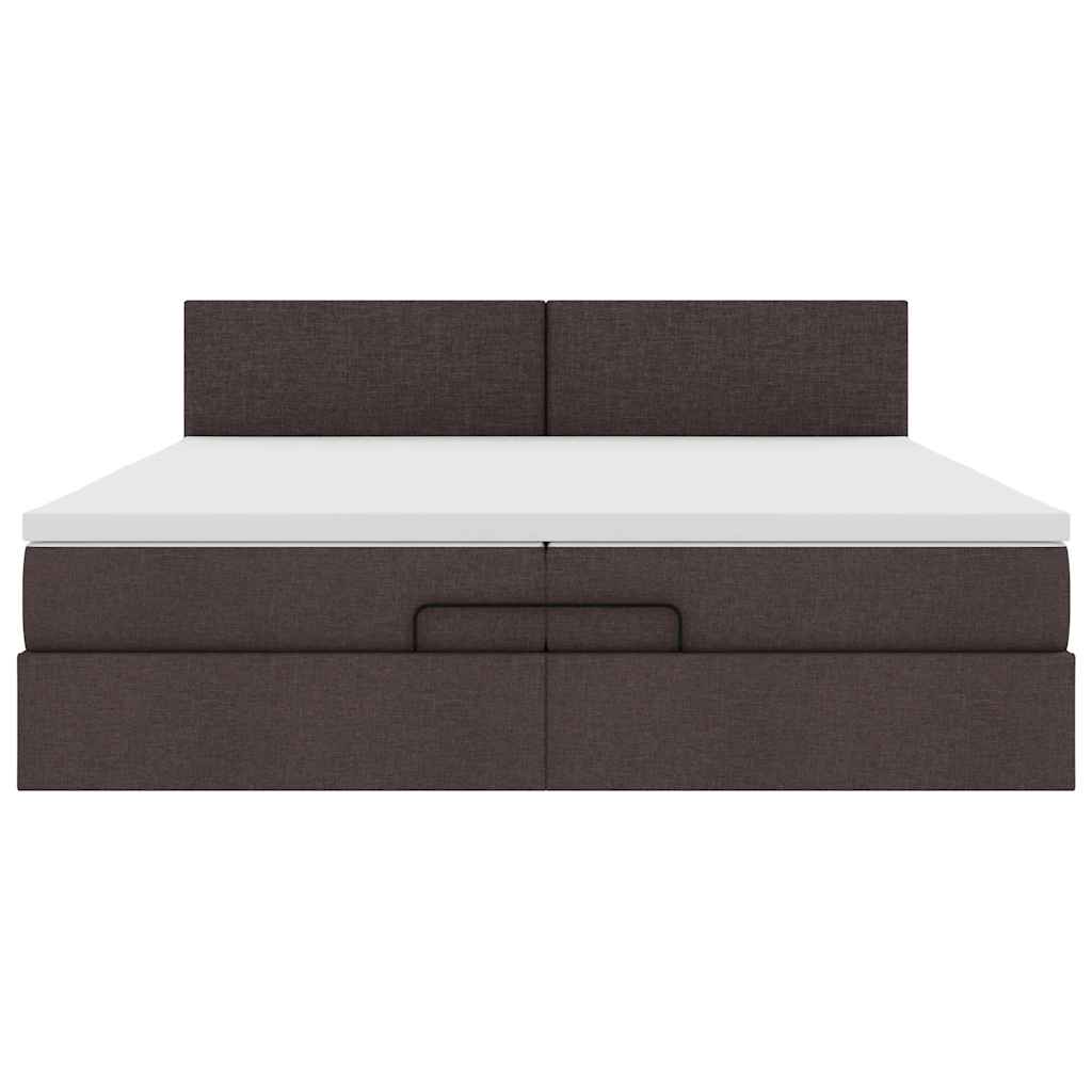 Ottoman-Bett mit Matratzen Dunkelbraun 200x200 cm Stoff