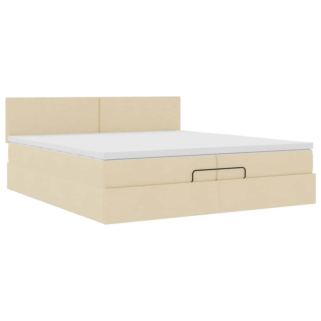 Ottoman-Bett mit Matratzen Creme 200x200 cm Stoff