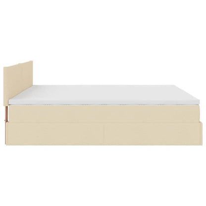 Ottoman-Bett mit Matratzen Creme 200x200 cm Stoff