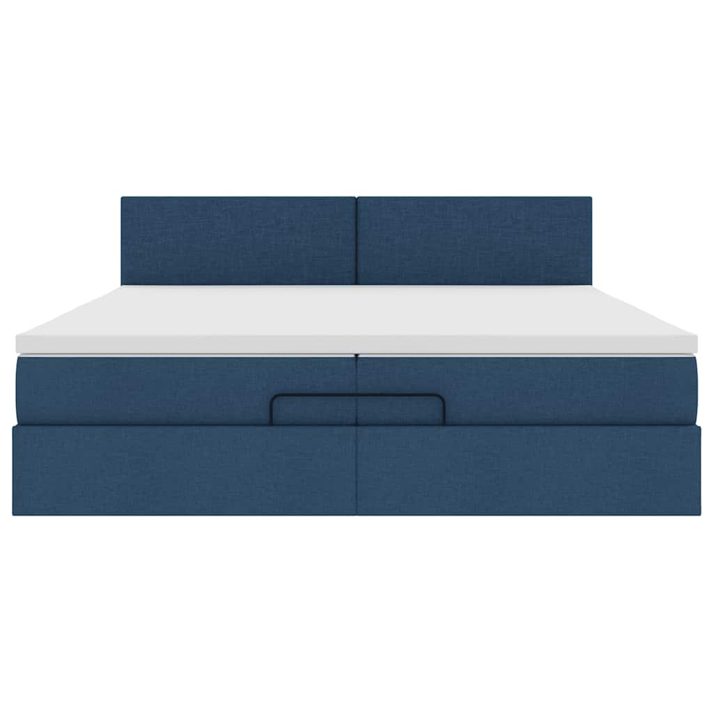 Ottoman-Bett mit Matratzen Blau 200x200 cm Stoff