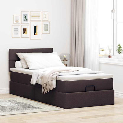 Ottoman-Bett mit Matratze Dunkelbraun 90x190 cm Stoff