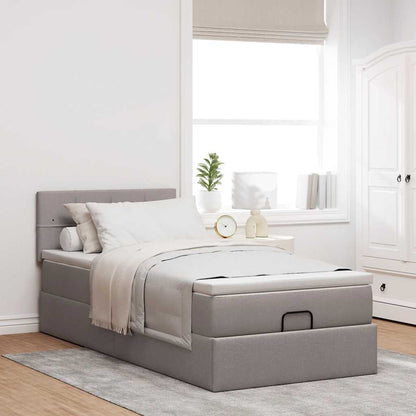 Ottoman-Bett mit Matratze Taupe 90x190 cm Stoff