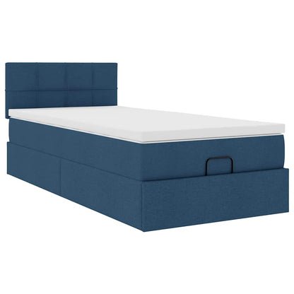 Ottoman-Bett mit Matratze Blau 90x190 cm Stoff