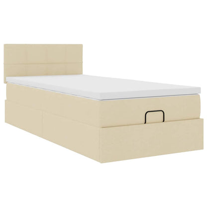 Ottoman-Bett mit Matratze Creme 90x200 cm Stoff