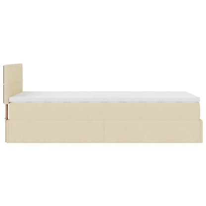 Ottoman-Bett mit Matratze Creme 90x200 cm Stoff