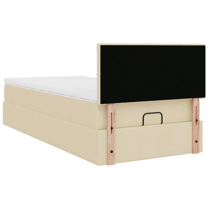 Ottoman-Bett mit Matratze Creme 90x200 cm Stoff