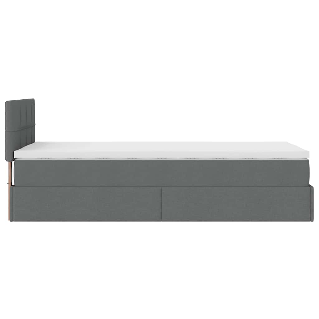 Ottoman-Bett mit Matratze Dunkelgrau 100x200 cm Stoff