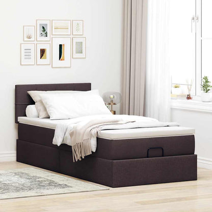 Ottoman-Bett mit Matratze Dunkelbraun 100x200 cm Stoff