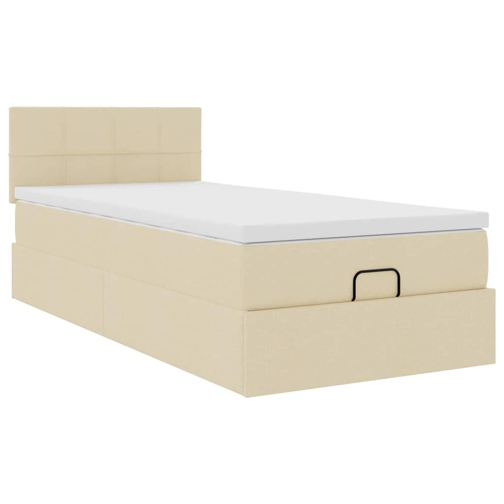 Ottoman-Bett mit Matratze Creme 100x200 cm Stoff