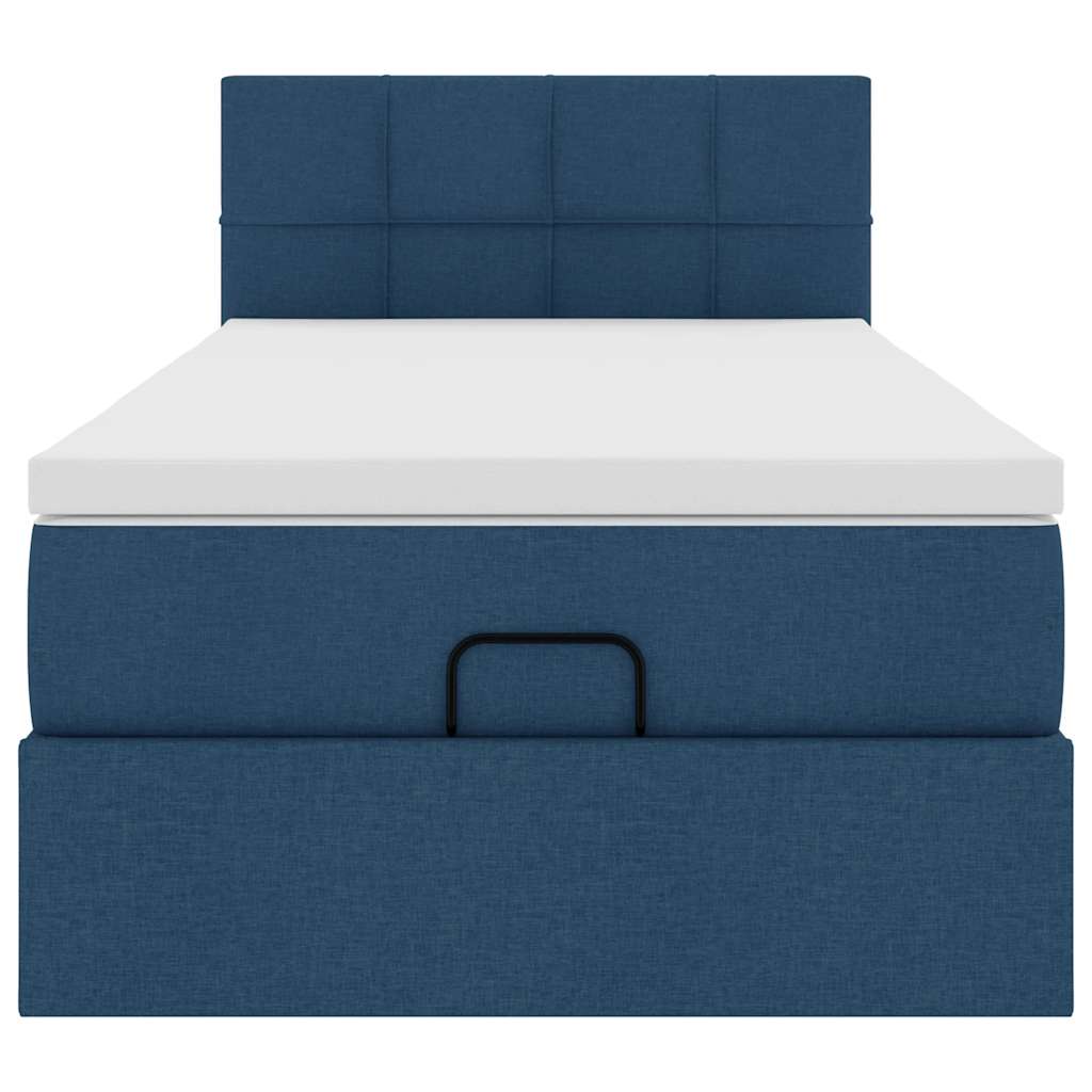 Ottoman-Bett mit Matratze Blau 100x200 cm Stoff