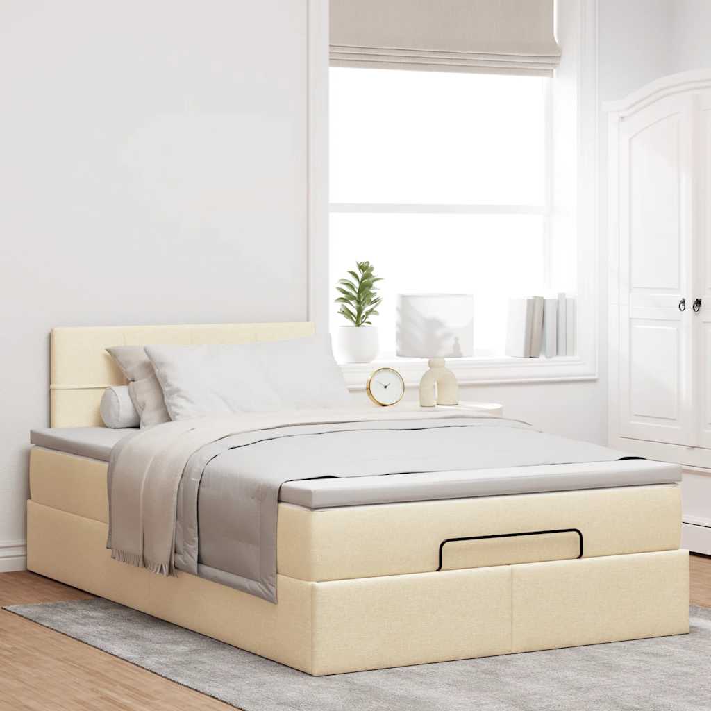 Ottoman-Bett mit Matratze Creme 120x200 cm Stoff