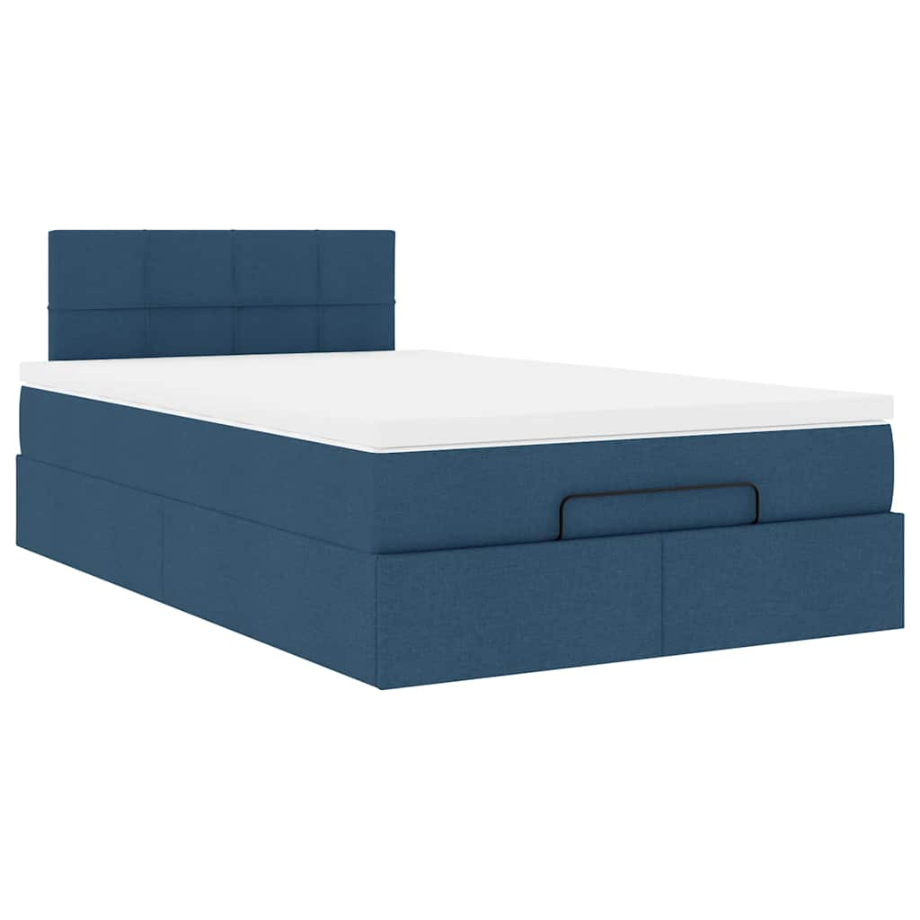 Ottoman-Bett mit Matratze Blau 120x200 cm Stoff