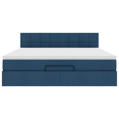 Ottoman-Bett mit Matratze Blau 160x200 cm Stoff