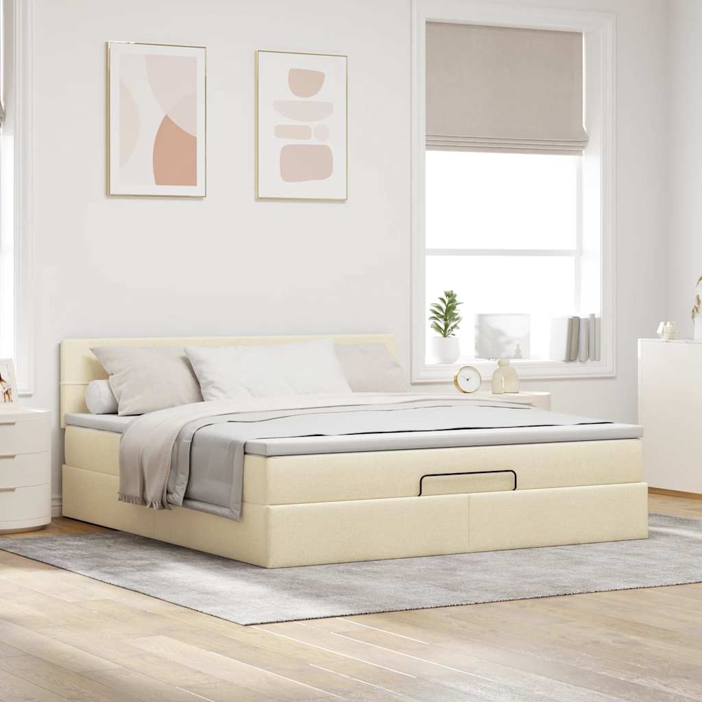 Ottoman-Bett mit Matratze Creme 180x200 cm Stoff