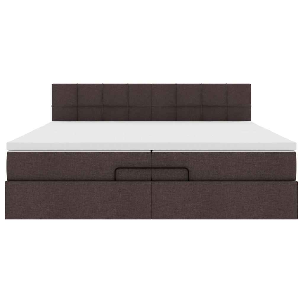 Ottoman-Bett mit Matratzen Dunkelbraun 200x200 cm Stoff