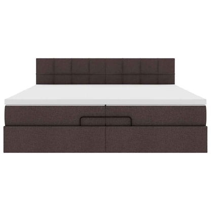 Ottoman-Bett mit Matratzen Dunkelbraun 200x200 cm Stoff