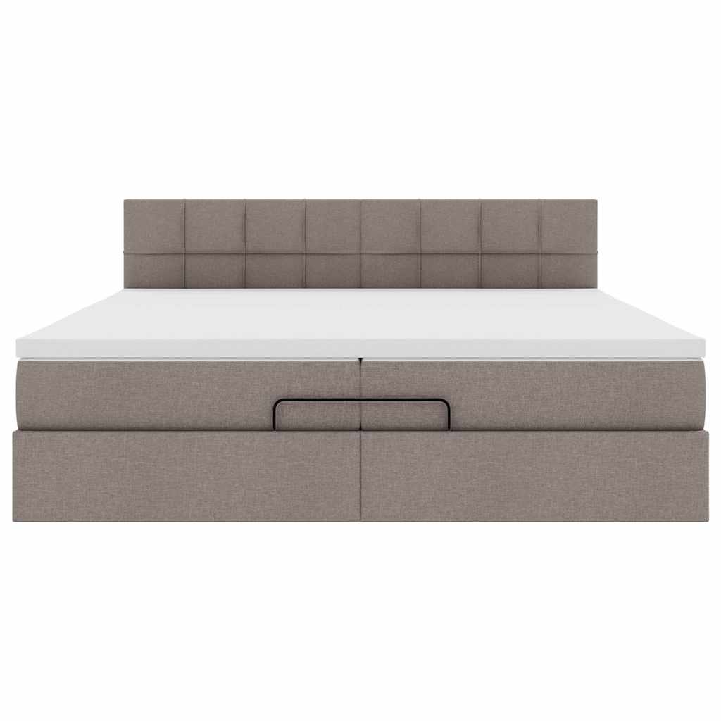 Ottoman-Bett mit Matratzen Taupe 200x200 cm Stoff