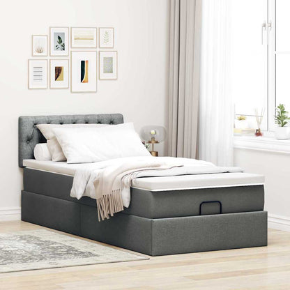 Ottoman-Bett mit Matratze Dunkelgrau 80x200 cm Stoff