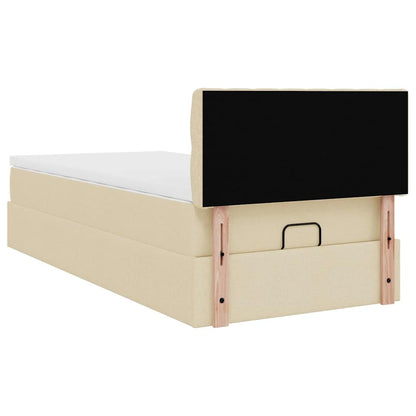 Ottoman-Bett mit Matratze Creme 90x190 cm Stoff