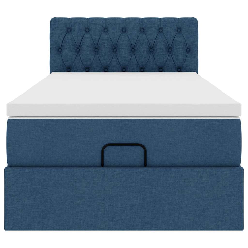 Ottoman-Bett mit Matratze Blau 90x190 cm Stoff