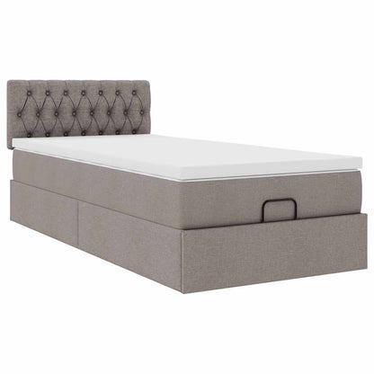 Ottoman-Bett mit Matratze Taupe 90x200 cm Stoff