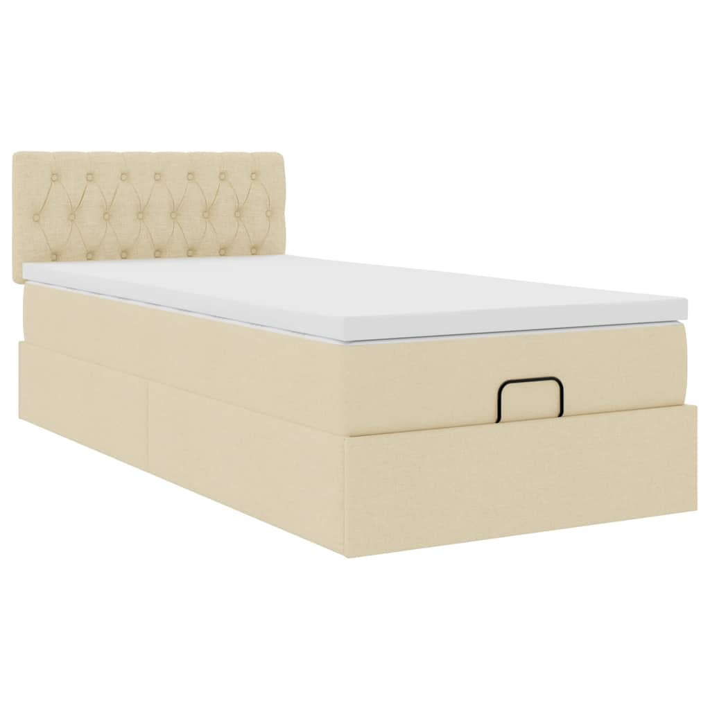 Ottoman-Bett mit Matratze Creme 90x200 cm Stoff