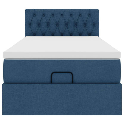 Ottoman-Bett mit Matratze Blau 90x200 cm Stoff