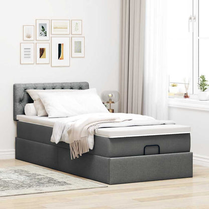 Ottoman-Bett mit Matratze Dunkelgrau 100x200 cm Stoff