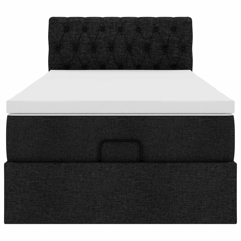 Ottoman-Bett mit Matratze Schwarz 100x200 cm Stoff