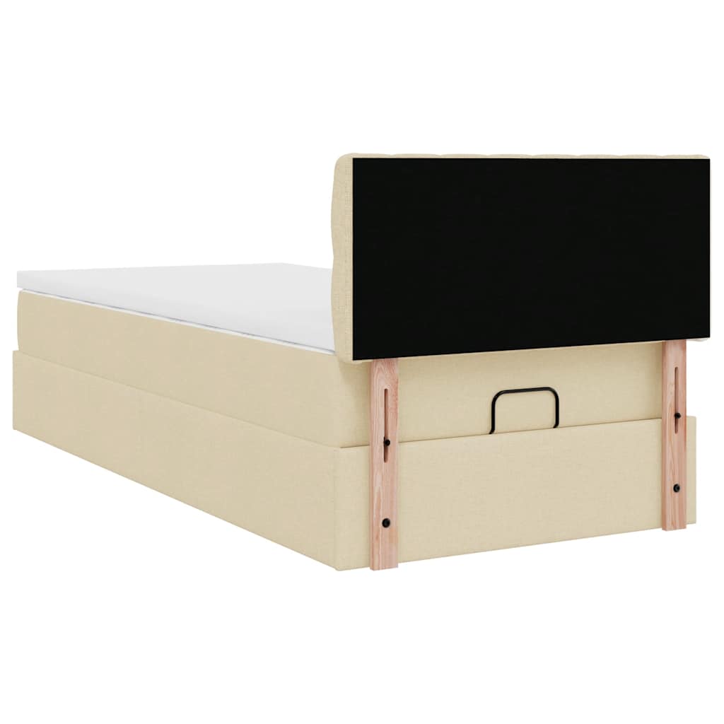 Ottoman-Bett mit Matratze Creme 100x200 cm Stoff