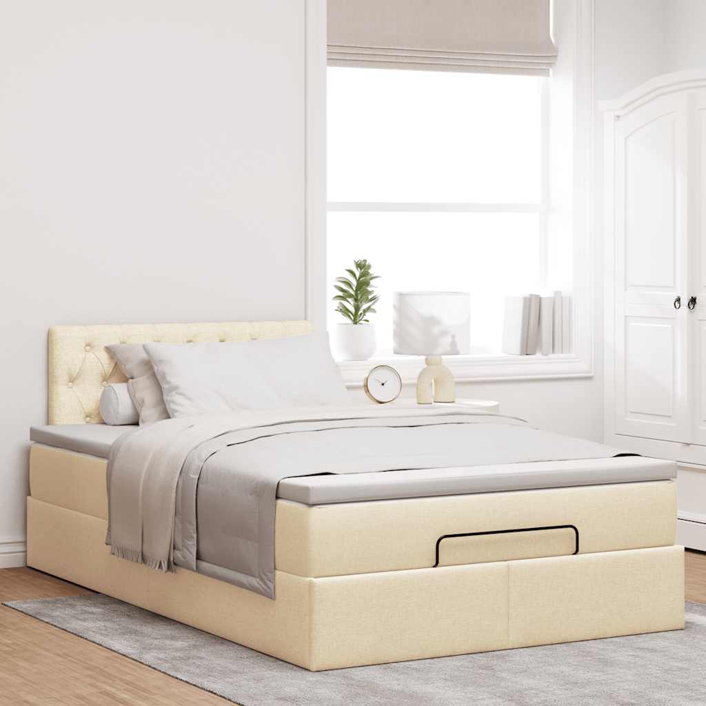 Ottoman-Bett mit Matratze Creme 120x190 cm Stoff