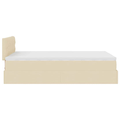 Ottoman-Bett mit Matratze Creme 120x200 cm Stoff