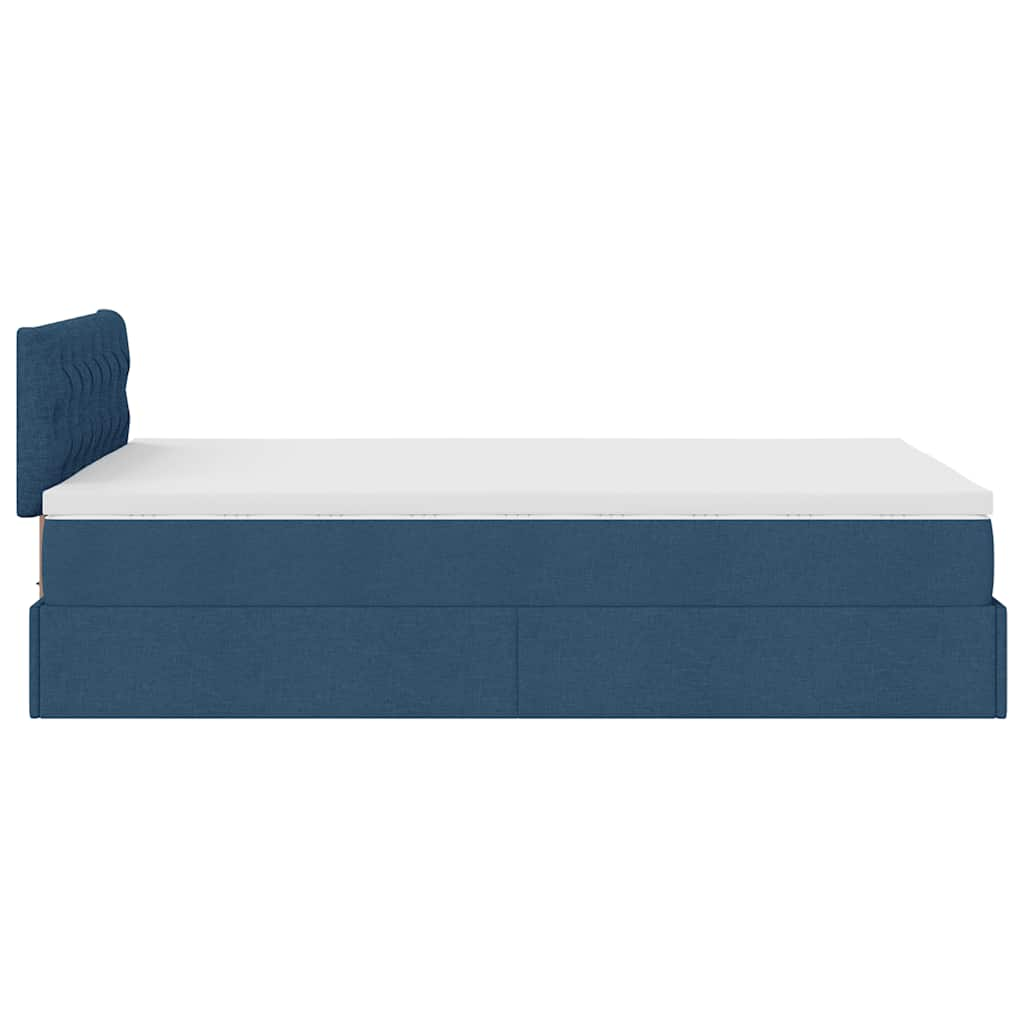 Ottoman-Bett mit Matratze Blau 120x200 cm Stoff