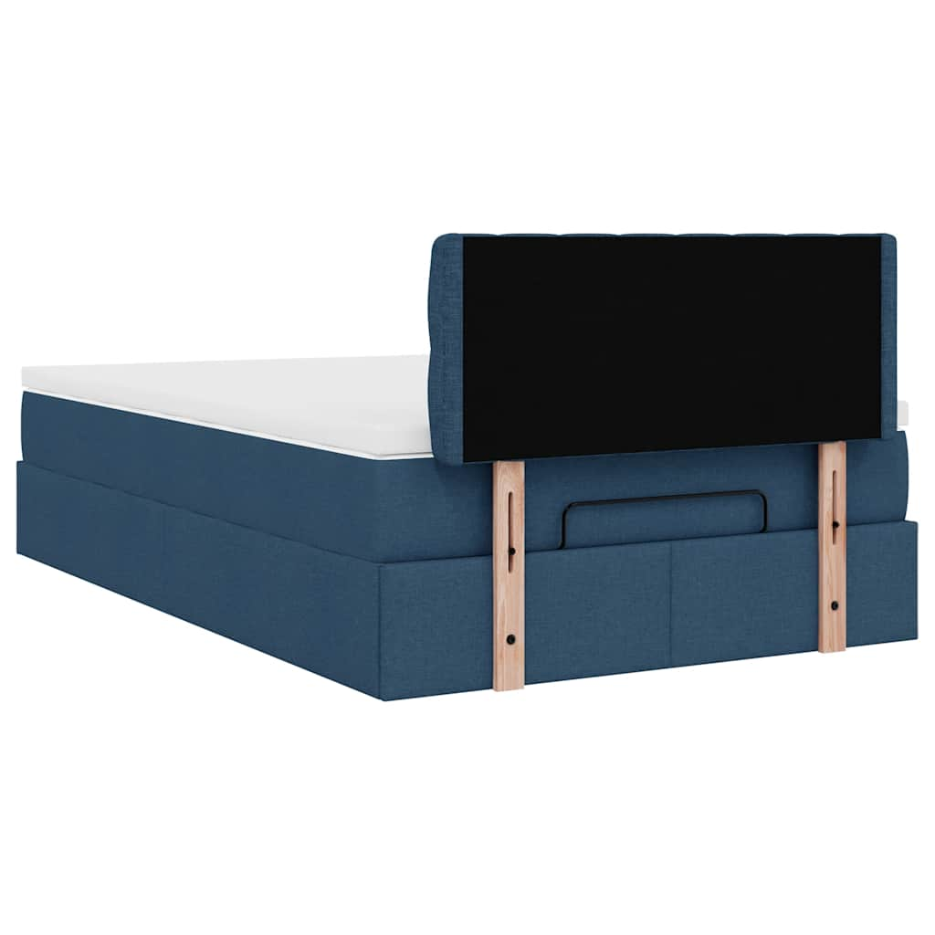 Ottoman-Bett mit Matratze Blau 120x200 cm Stoff