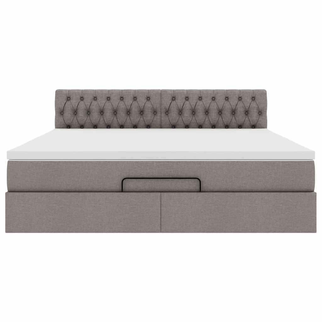 Ottoman-Bett mit Matratze Taupe 160x200 cm Stoff