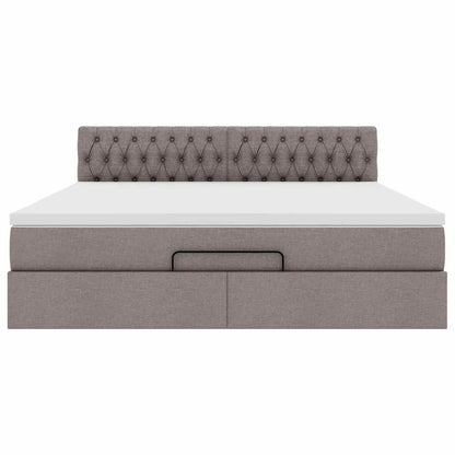 Ottoman-Bett mit Matratze Taupe 160x200 cm Stoff