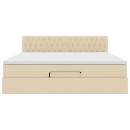 Ottoman-Bett mit Matratze Creme 160x200 cm Stoff