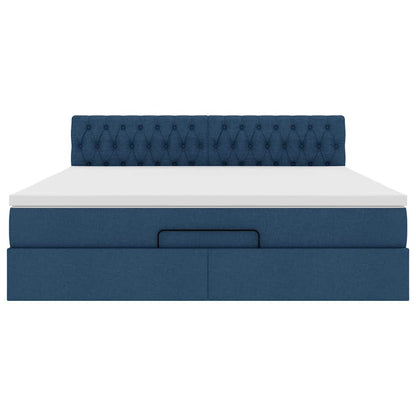 Ottoman-Bett mit Matratze Blau 160x200 cm Stoff