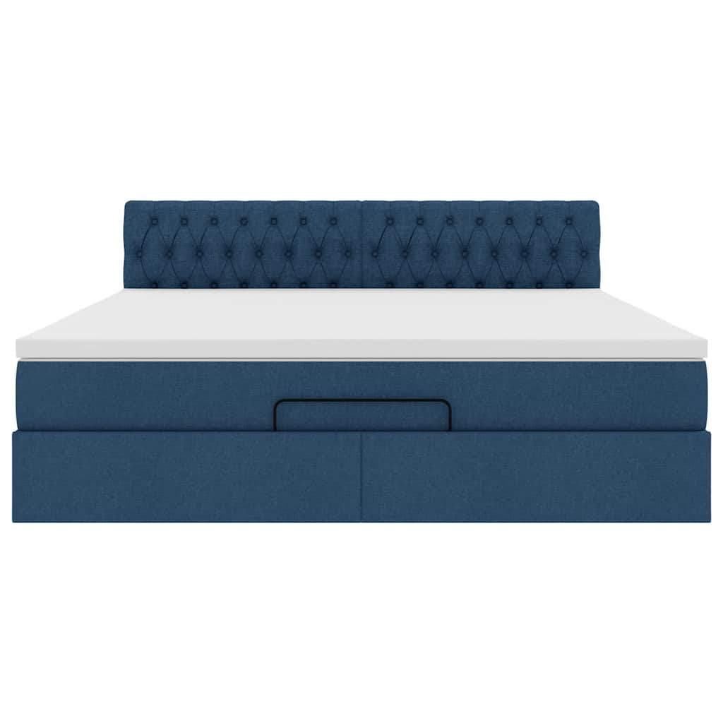 Ottoman-Bett mit Matratze Blau 180x200 cm Stoff