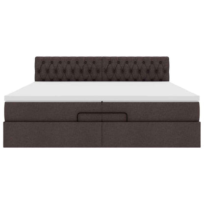 Ottoman-Bett mit Matratzen Dunkelbraun 200x200 cm Stoff