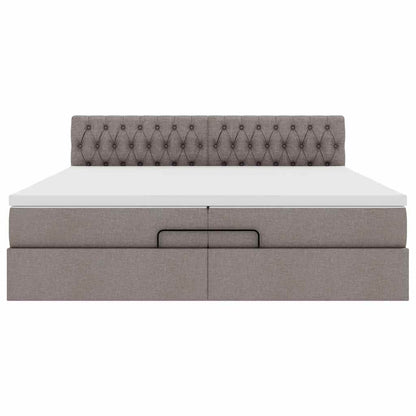 Ottoman-Bett mit Matratzen Taupe 200x200 cm Stoff