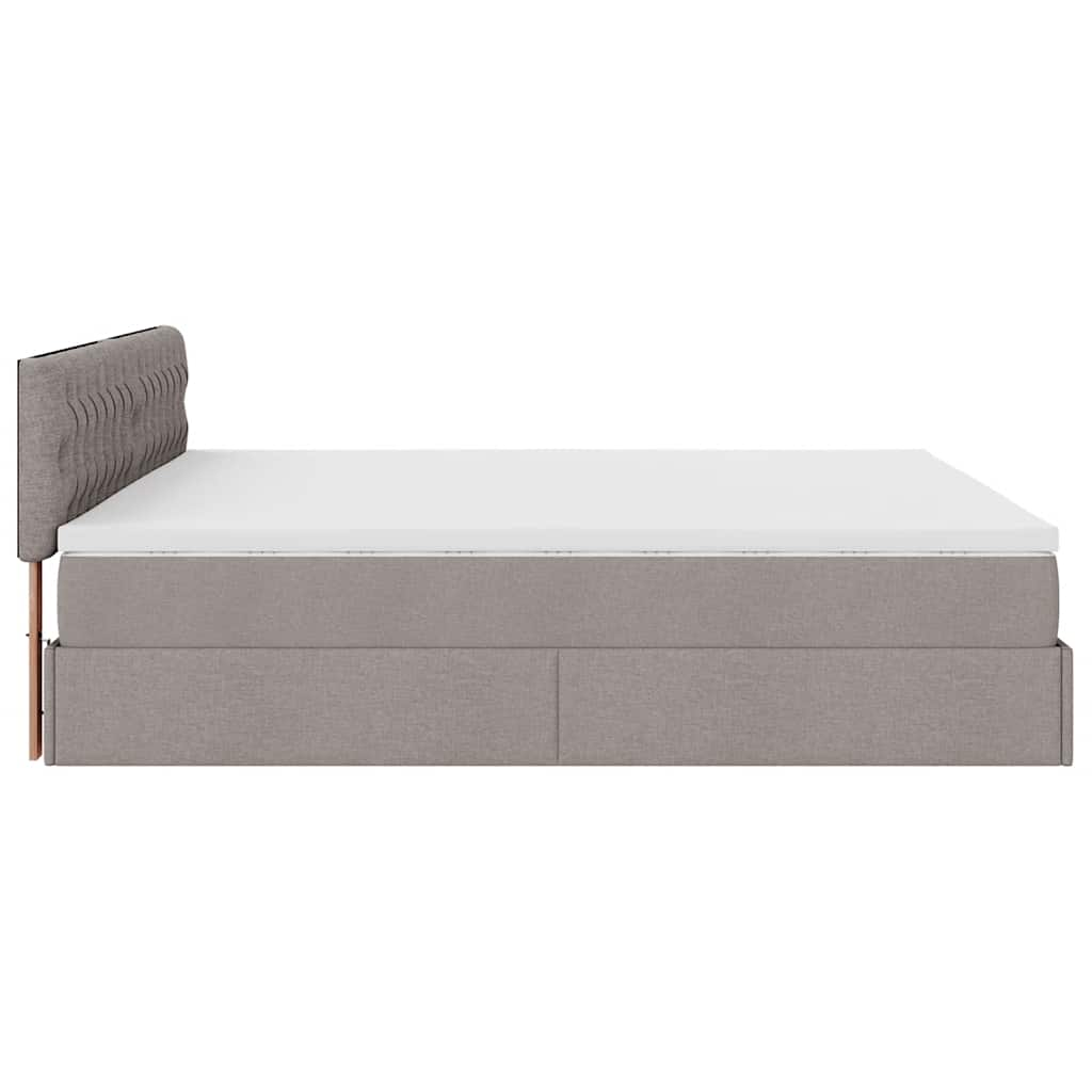 Ottoman-Bett mit Matratzen Taupe 200x200 cm Stoff