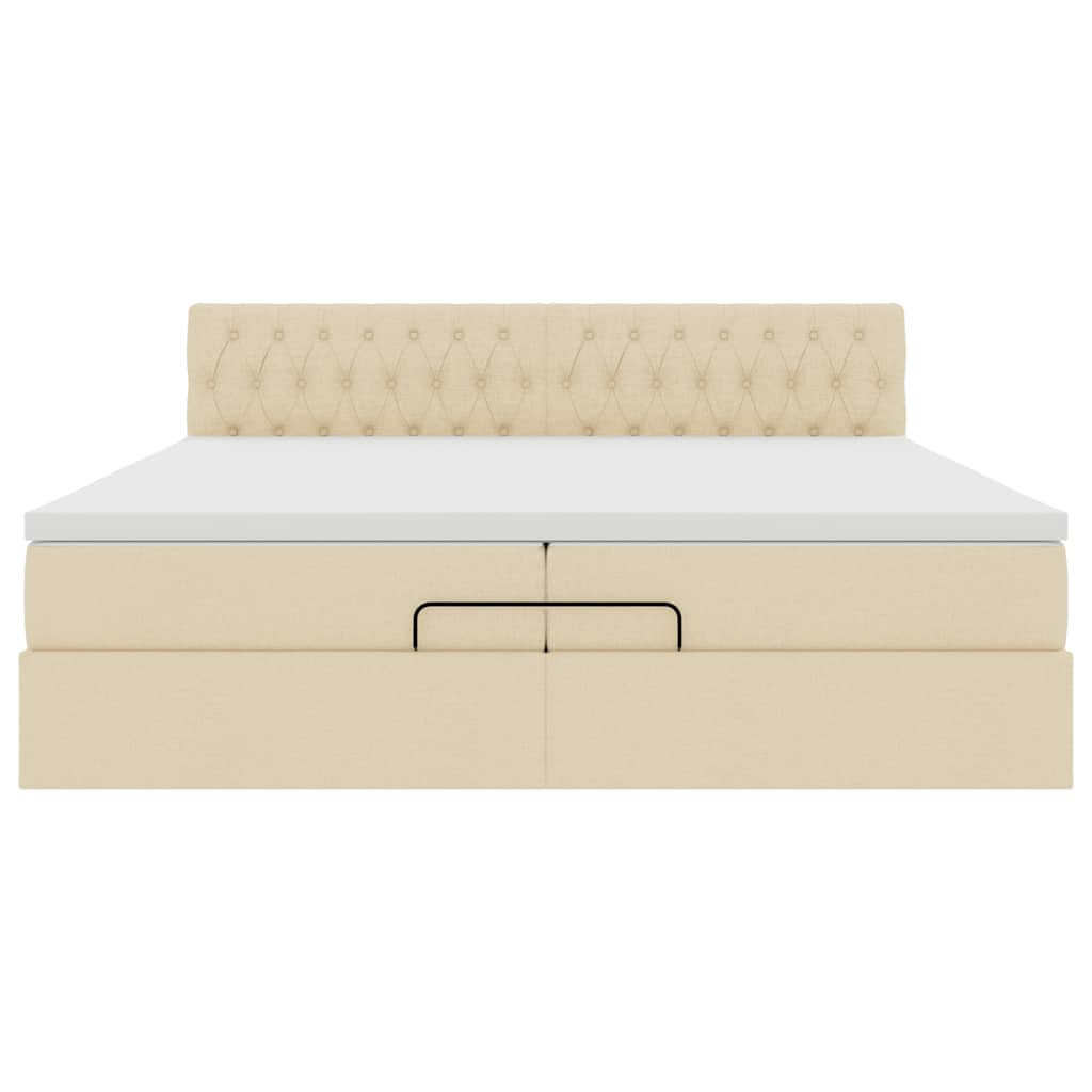 Ottoman-Bett mit Matratzen Creme 200x200 cm Stoff